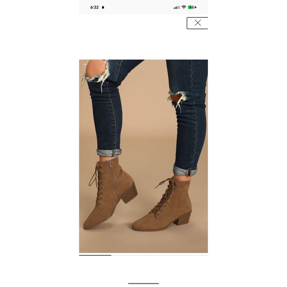 Lulus Women Brown Suede Ankle Booties Size US6 EU37